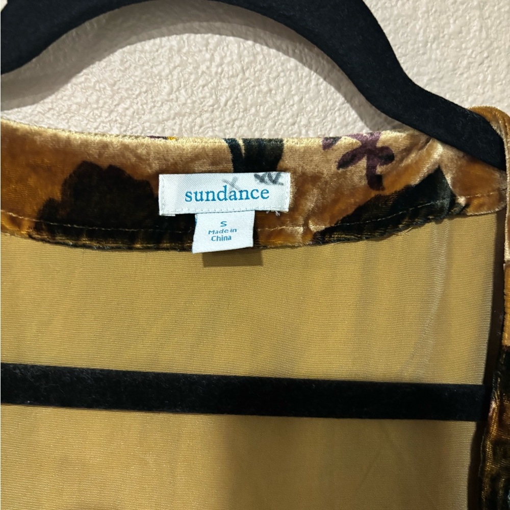 Sundance Velvet Floral Open Kimono in Mustard and Pink - Picture 8 of 9